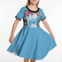 Personalised Fiji Day 2026 Kid Short Sleeve Dress Masi Tapa Pattern With Palm Tree