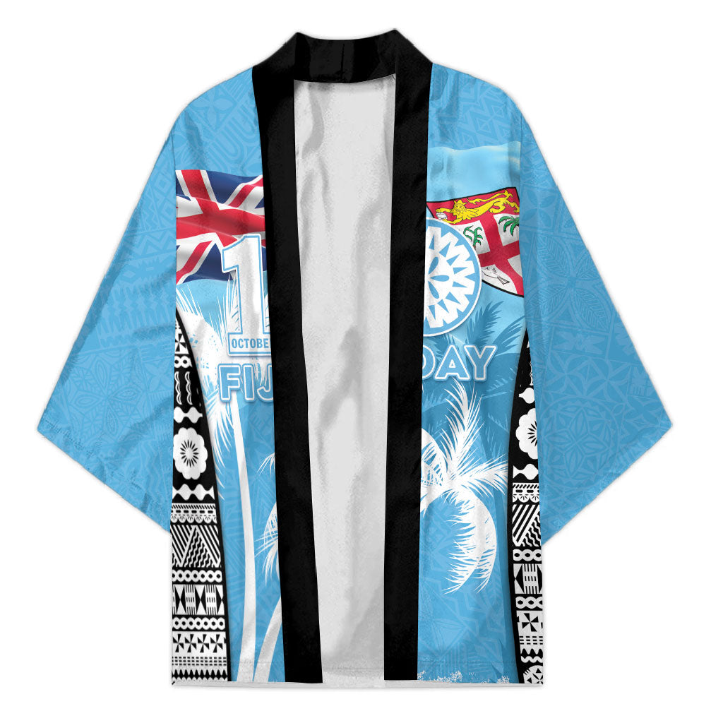 Personalised Fiji Day 2026 Kimono Masi Tapa Pattern With Palm Tree