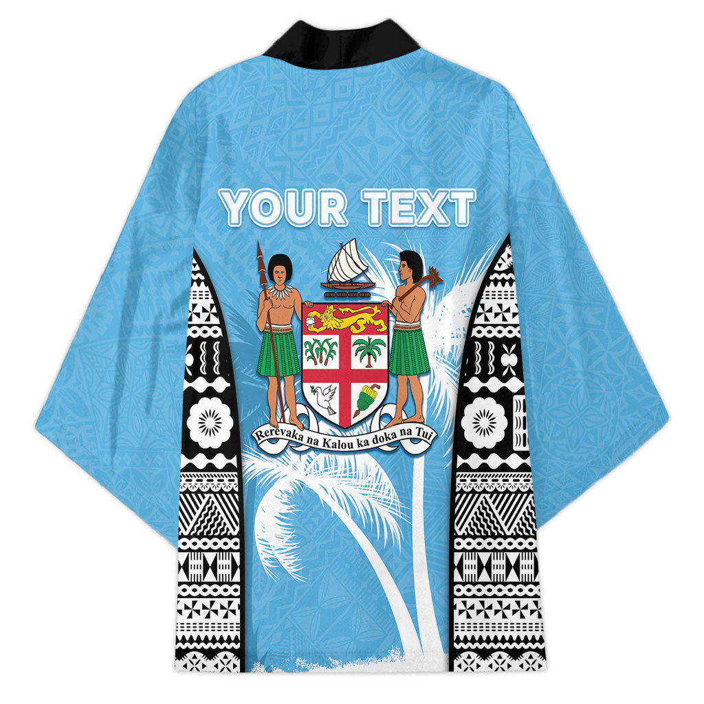 Personalised Fiji Day 2026 Kimono Masi Tapa Pattern With Palm Tree
