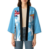 Personalised Fiji Day 2026 Kimono Masi Tapa Pattern With Palm Tree