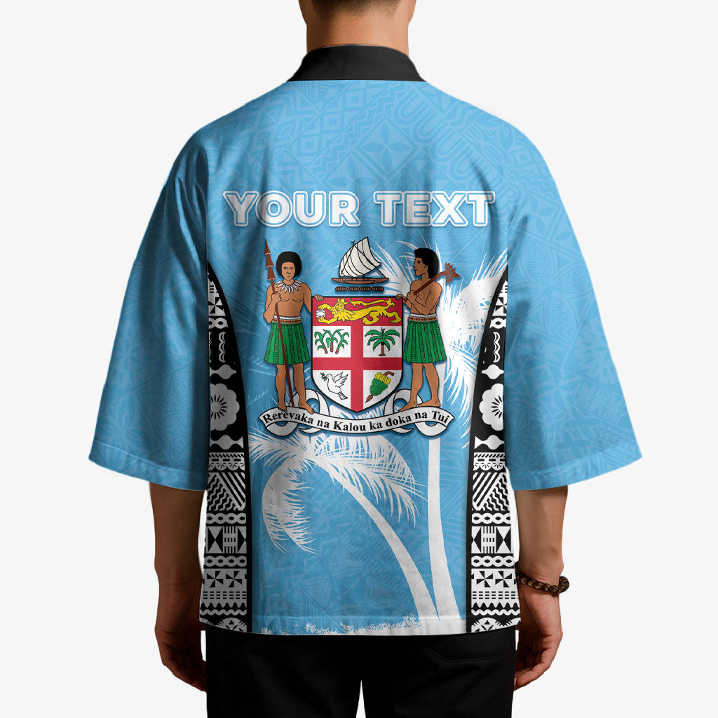 Personalised Fiji Day 2026 Kimono Masi Tapa Pattern With Palm Tree