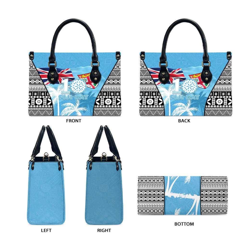Fiji Day 2026 Leather Bag Masi Tapa Pattern With Palm Tree