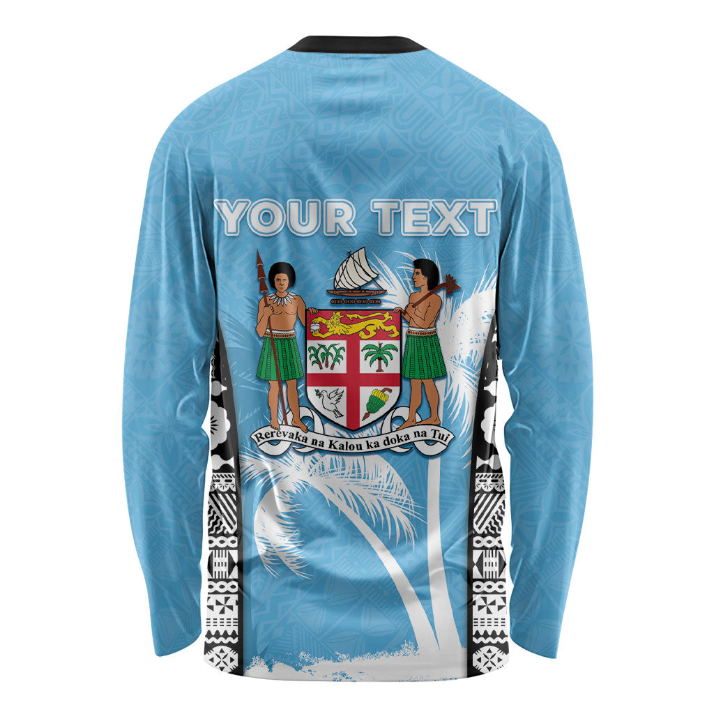Personalised Fiji Day 2026 Long Sleeve Shirt Masi Tapa Pattern With Palm Tree