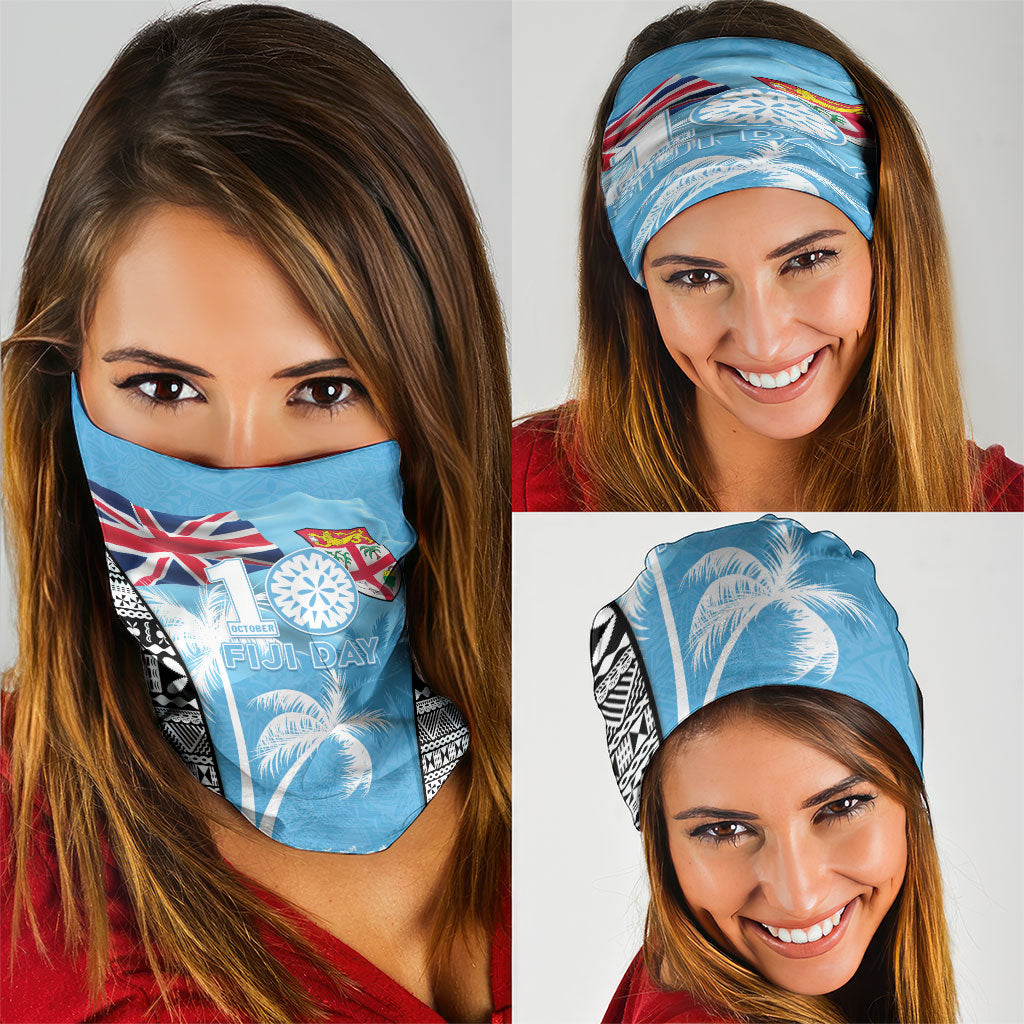 Fiji Day 2026 Neck Gaiter Masi Tapa Pattern With Palm Tree