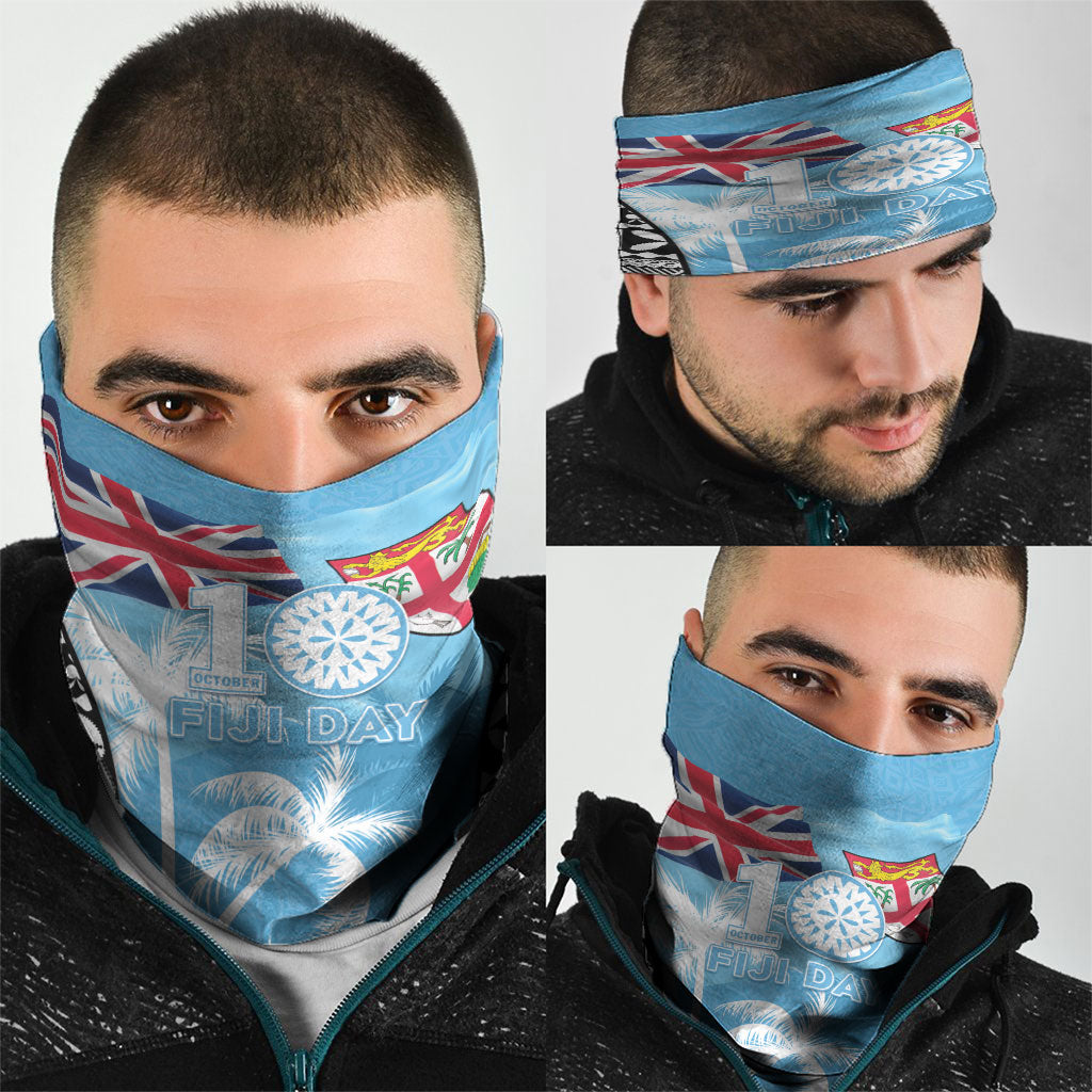 Fiji Day 2026 Neck Gaiter Masi Tapa Pattern With Palm Tree