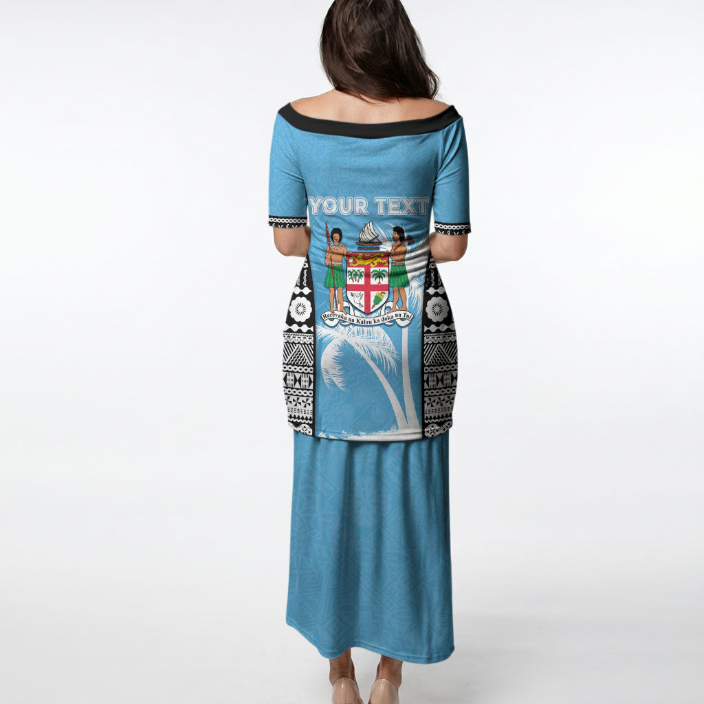 Personalised Fiji Day 2026 Puletasi Masi Tapa Pattern With Palm Tree