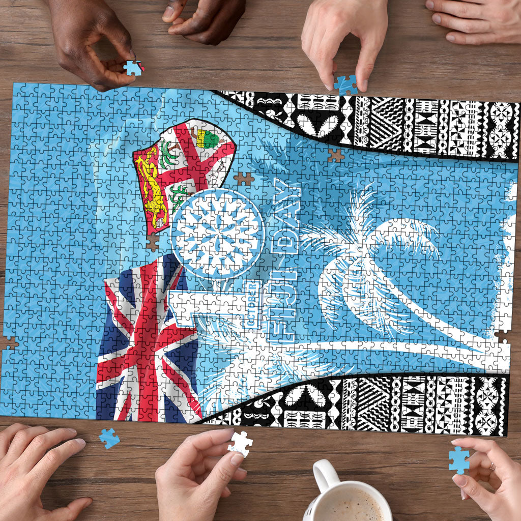 Fiji Day 2026 Puzzle Masi Tapa Pattern With Palm Tree