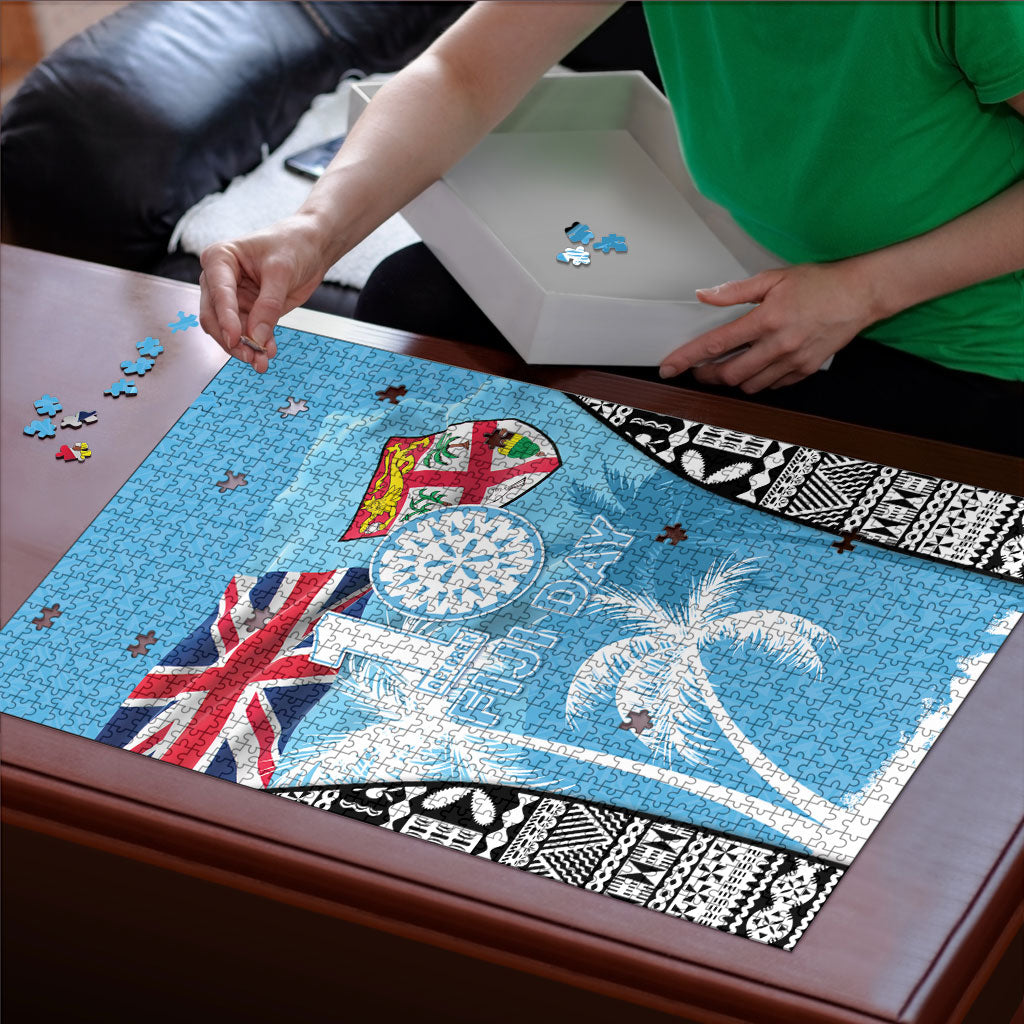 Fiji Day 2026 Puzzle Masi Tapa Pattern With Palm Tree