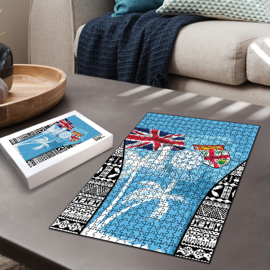 Fiji Day 2026 Puzzle Masi Tapa Pattern With Palm Tree