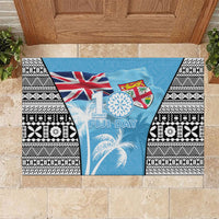 Fiji Day 2026 Rubber Doormat Masi Tapa Pattern With Palm Tree