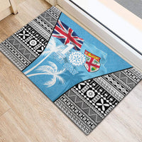Fiji Day 2026 Rubber Doormat Masi Tapa Pattern With Palm Tree