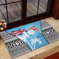Fiji Day 2026 Rubber Doormat Masi Tapa Pattern With Palm Tree