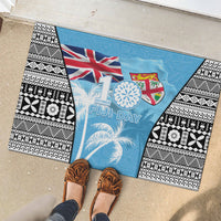 Fiji Day 2026 Rubber Doormat Masi Tapa Pattern With Palm Tree