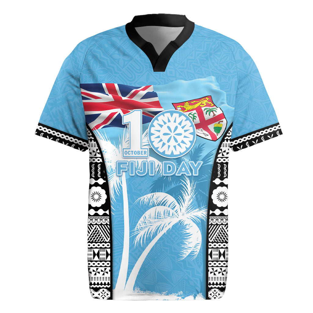 Personalised Fiji Day 2026 Rugby Jersey Masi Tapa Pattern With Palm Tree
