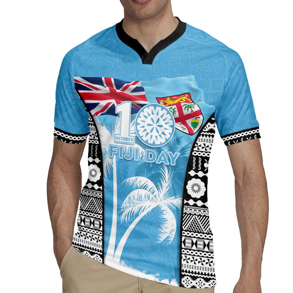 Personalised Fiji Day 2026 Rugby Jersey Masi Tapa Pattern With Palm Tree