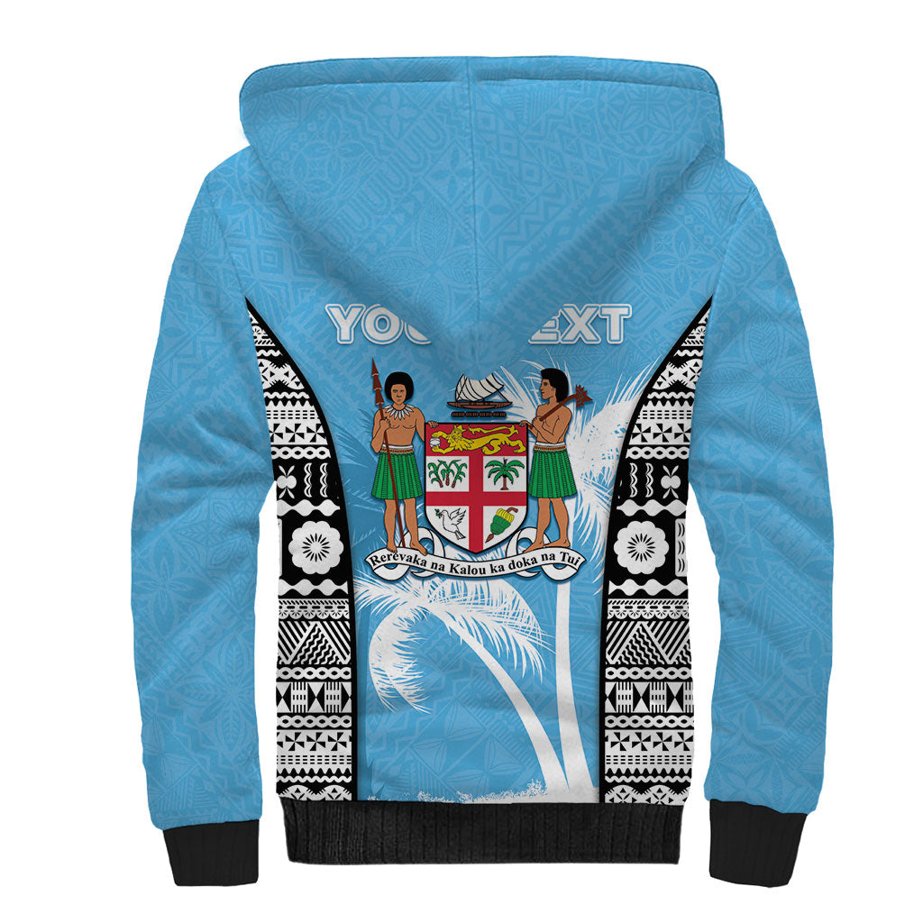 Personalised Fiji Day 2026 Sherpa Hoodie Masi Tapa Pattern With Palm Tree