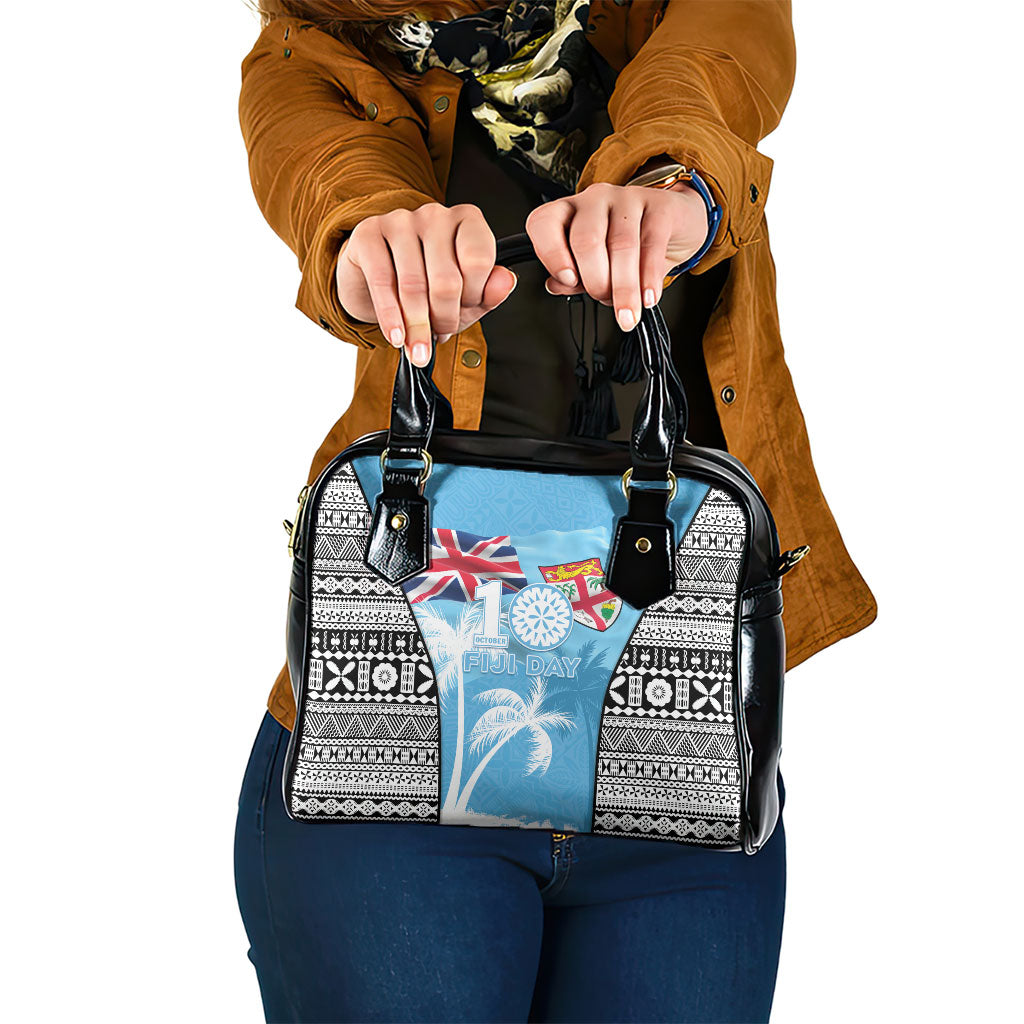 Fiji Day 2026 Shoulder Handbag Masi Tapa Pattern With Palm Tree