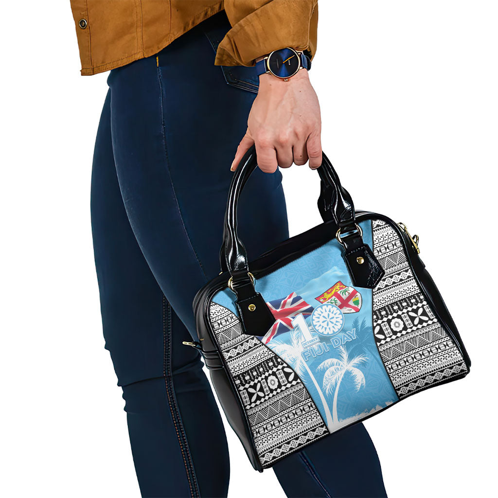 Fiji Day 2026 Shoulder Handbag Masi Tapa Pattern With Palm Tree