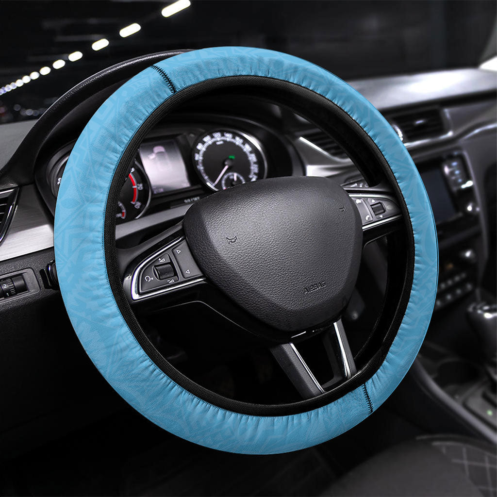 Fiji Day 2026 Steering Wheel Cover Masi Tapa Pattern With Palm Tree