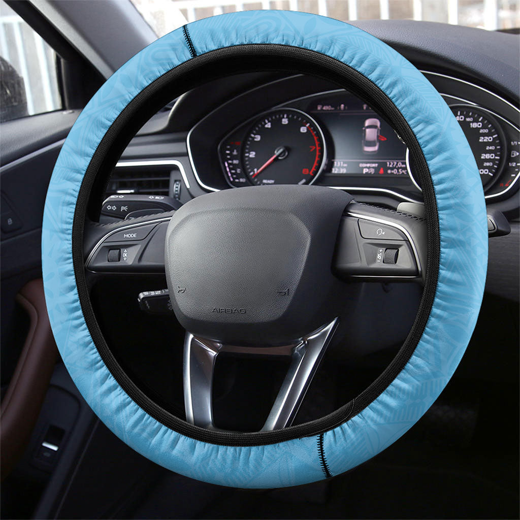 Fiji Day 2026 Steering Wheel Cover Masi Tapa Pattern With Palm Tree
