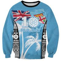 Personalised Fiji Day 2026 Sweatshirt Masi Tapa Pattern With Palm Tree