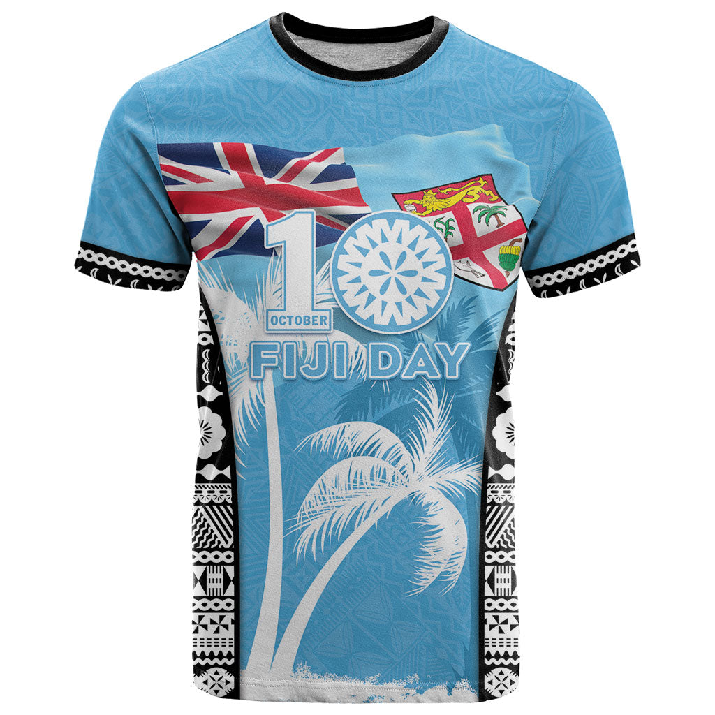 Personalised Fiji Day 2026 T Shirt Masi Tapa Pattern With Palm Tree