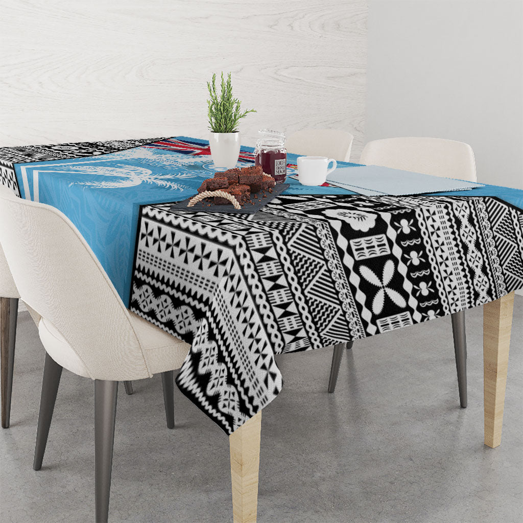 Fiji Day 2026 Tablecloth Masi Tapa Pattern With Palm Tree