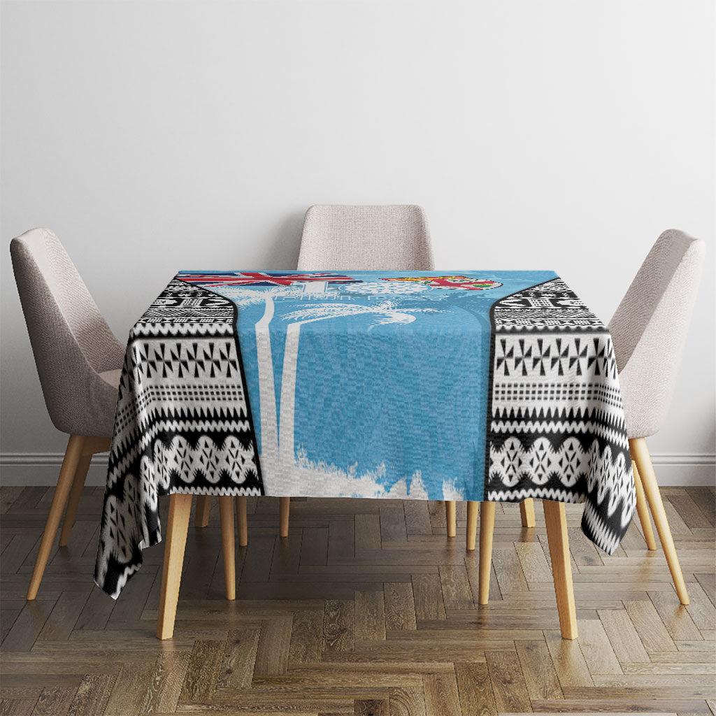 Fiji Day 2026 Tablecloth Masi Tapa Pattern With Palm Tree