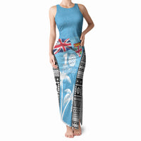 Personalised Fiji Day 2026 Tank Maxi Dress Masi Tapa Pattern With Palm Tree