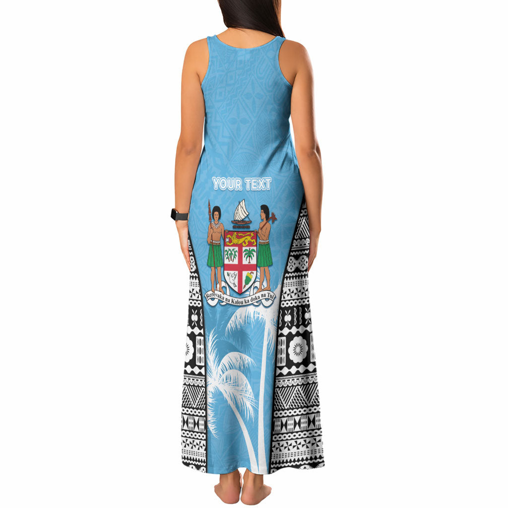Personalised Fiji Day 2026 Tank Maxi Dress Masi Tapa Pattern With Palm Tree