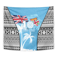 Fiji Day 2026 Tapestry Masi Tapa Pattern With Palm Tree