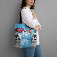 Fiji Day 2026 Tote Bag Masi Tapa Pattern With Palm Tree