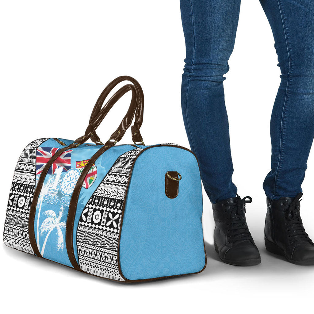 Fiji Day 2026 Travel Bag Masi Tapa Pattern With Palm Tree