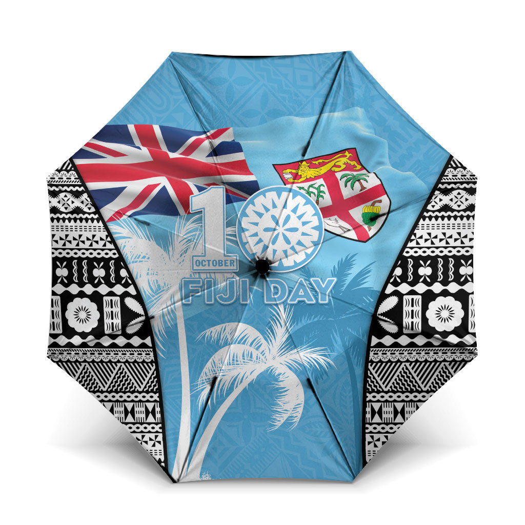 Fiji Day 2026 Umbrella Masi Tapa Pattern With Palm Tree