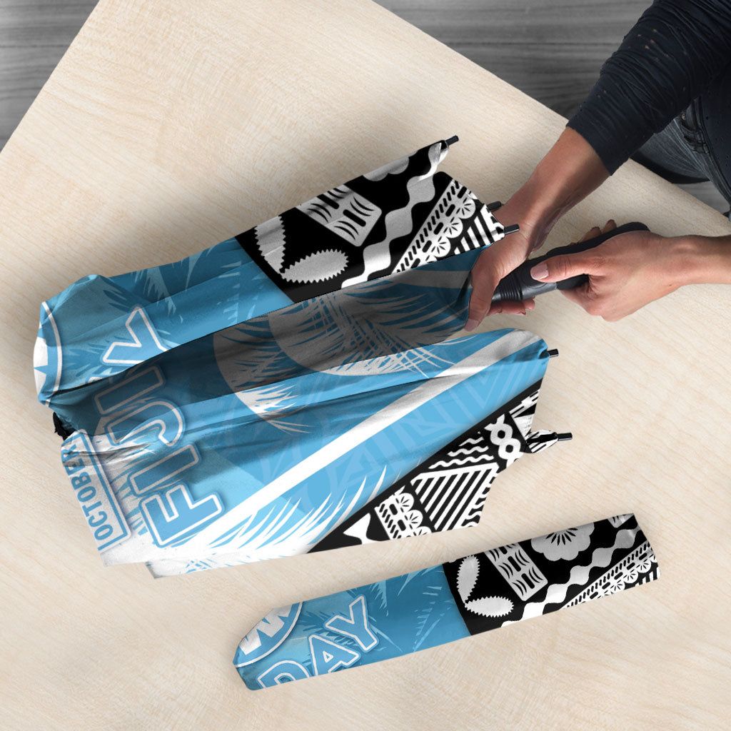 Fiji Day 2026 Umbrella Masi Tapa Pattern With Palm Tree