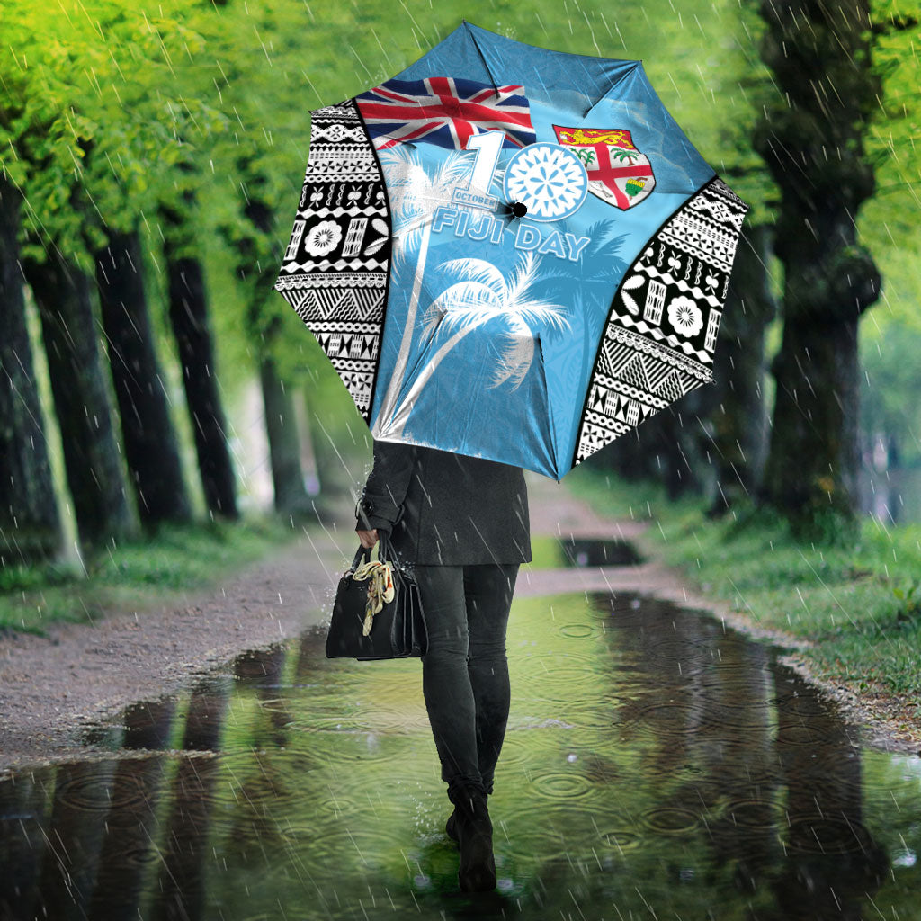Fiji Day 2026 Umbrella Masi Tapa Pattern With Palm Tree