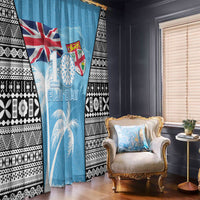 Fiji Day 2026 Window Curtain Masi Tapa Pattern With Palm Tree