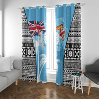 Fiji Day 2026 Window Curtain Masi Tapa Pattern With Palm Tree