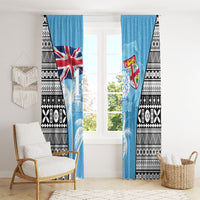 Fiji Day 2026 Window Curtain Masi Tapa Pattern With Palm Tree
