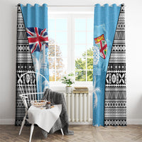 Fiji Day 2026 Window Curtain Masi Tapa Pattern With Palm Tree
