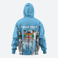 Personalised Fiji Day 2026 Zip Hoodie Masi Tapa Pattern With Palm Tree
