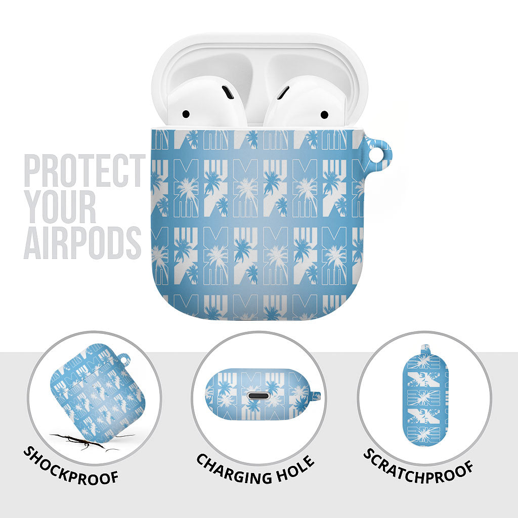 Bula Fiji AirPods Case Blue Makare Masi Tapa Pattern