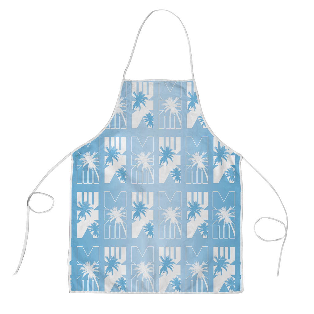 Bula Fiji Apron Blue Makare Masi Tapa Pattern