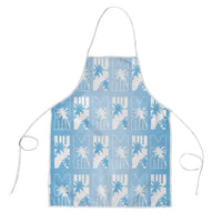 Bula Fiji Apron Blue Makare Masi Tapa Pattern