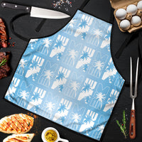 Bula Fiji Apron Blue Makare Masi Tapa Pattern