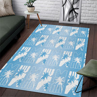 Bula Fiji Area Rug Blue Makare Masi Tapa Pattern