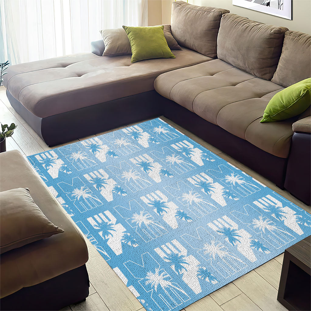 Bula Fiji Area Rug Blue Makare Masi Tapa Pattern