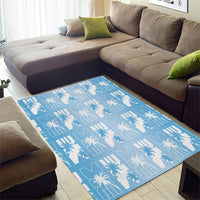 Bula Fiji Area Rug Blue Makare Masi Tapa Pattern