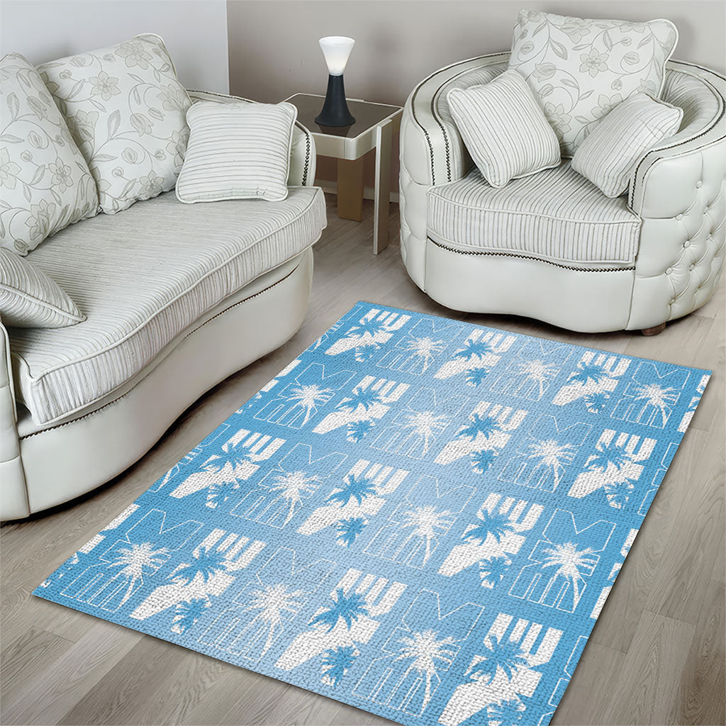 Bula Fiji Area Rug Blue Makare Masi Tapa Pattern