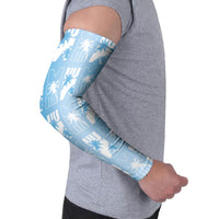 Bula Fiji Arm Sleeves Blue Makare Masi Tapa Pattern